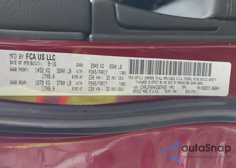 2017 Jeep Grand Cherokee Laredo 4X4 z USA, uszkodzony, nr VIN 1C4RJFAG4HC667425